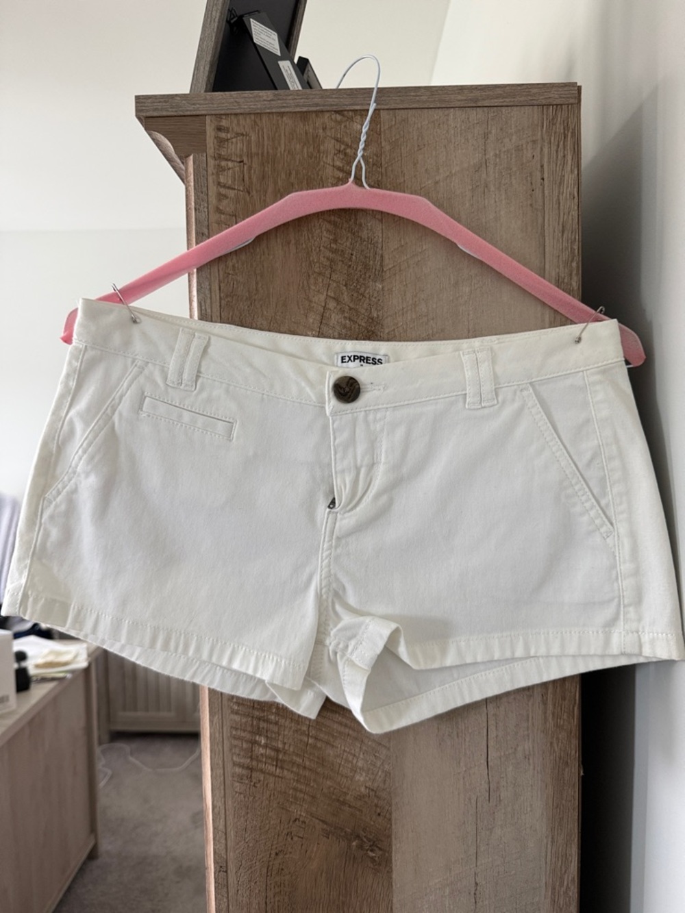 Express White Women's Denim-Look Shorts